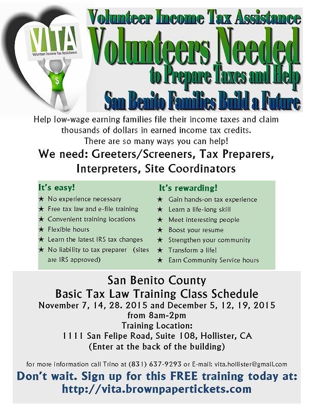 Volunteers needed to prepare taxes to assist local families 