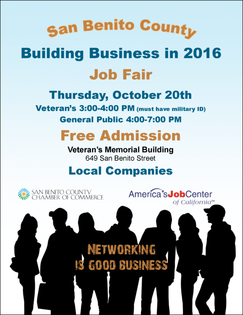 San Benito County “Building Business” Community Job Fair Oct. 20