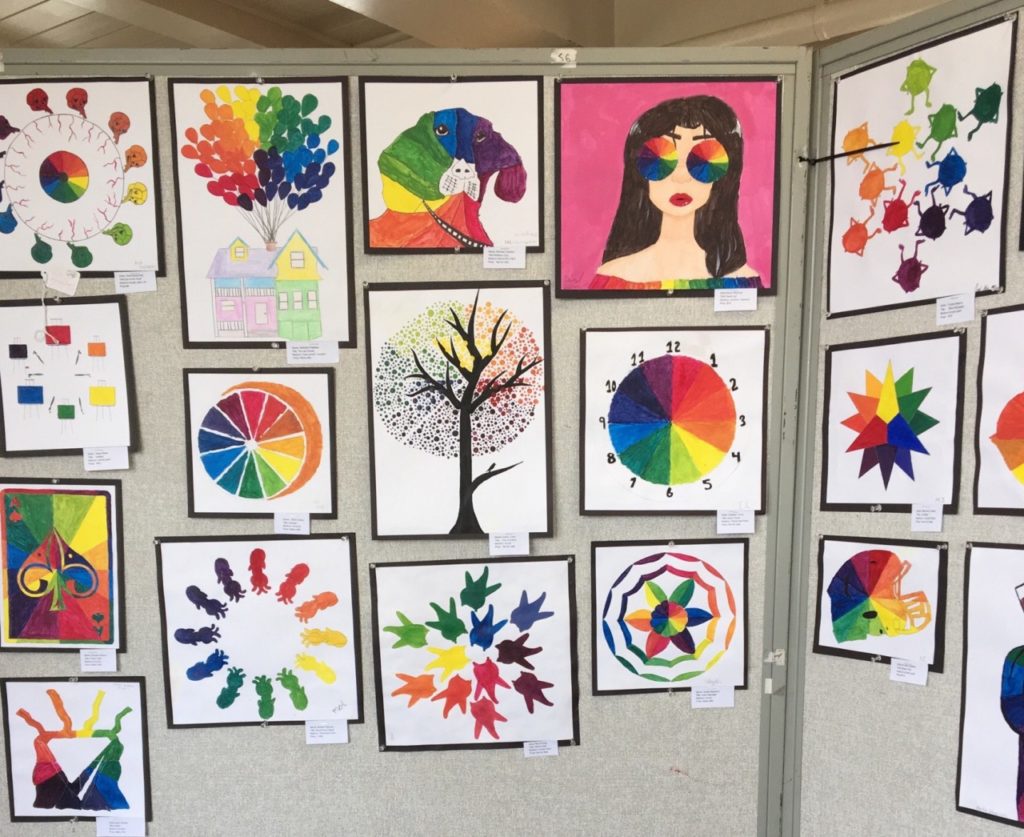 Paintings done by Ms. Toste’s Art One students. Photos by Diana Lopez.