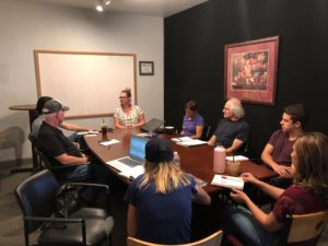 Our BenitoLink team at the weekly Reporter Meetings, where they give updates on stories that they're working on and discuss upcoming assignments.