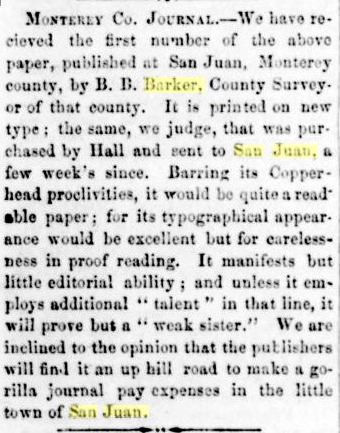 Announcement of newspaper. San Jose Weekly Mercury, 10-13-64