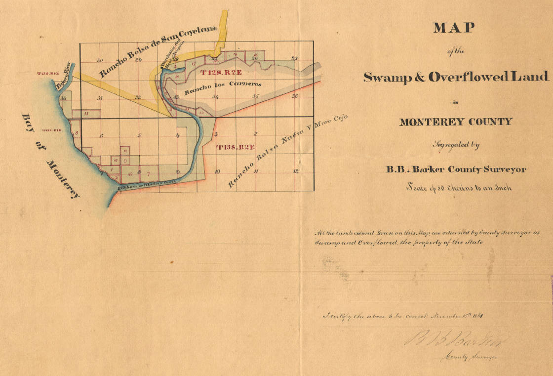 Survey Map of Elkhorn Slough by B. B. Barker. Fresno State University’s Henry Madden Library