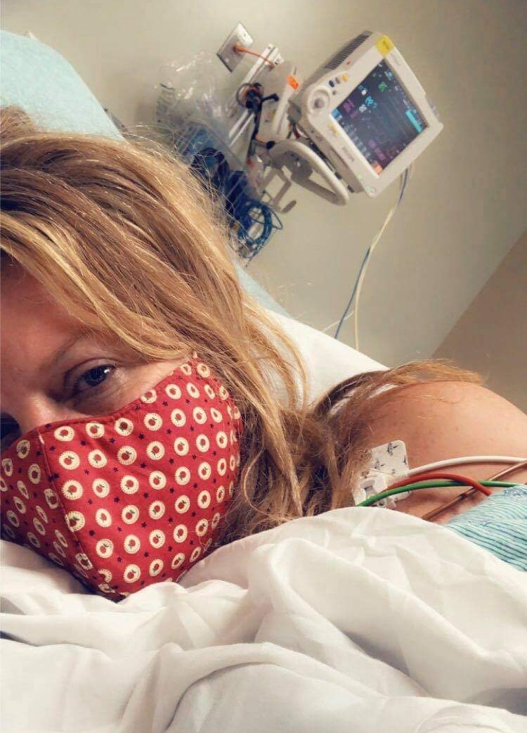 Tiffany Wyrick in the hospital shortly after admission. Photo by Tiffany Wyrick