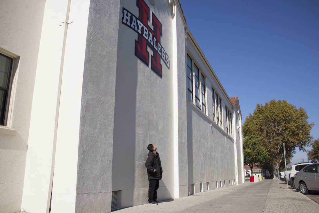 Daniel Leon standing outside of the O'Donnell Gym on Monterey Street. Photo by Noe Magaña.