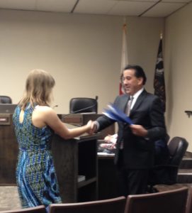 Samantha Slykas and Mayor Ignacio Valazquez. Photo provided by Dee Slykas.