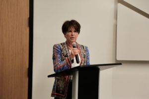 Rebecca Wolf at opening of the Epicenter. Photo by Leslie David.